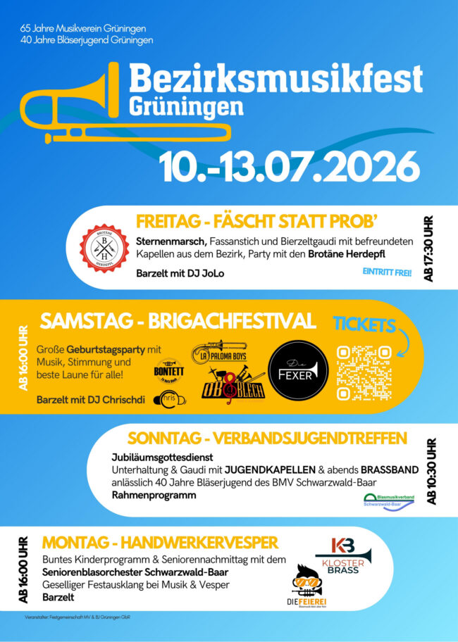 Flyer Bezirksmusikfest Grüningen